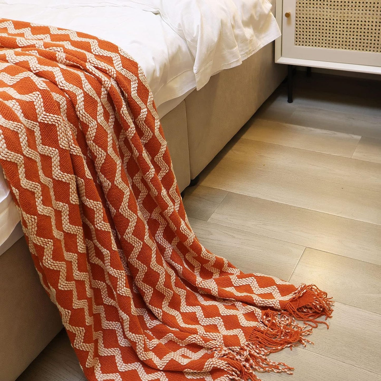 Throw Blanket for Couch, Fall Throw Blanket, 50 X 68 Inches, Light Orange