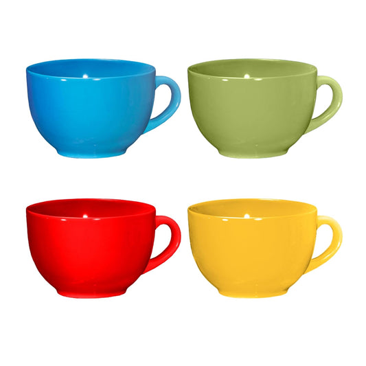 24 Oz Jumbo Coffee Mug Set of 4, 24 Ounce Microwavable, Porcelain Coffee Cups with Big Handle - Modern, Unique Style for Any Kitchen, Microwave Safe Coffee Mug for Your Christmas, Birthday G