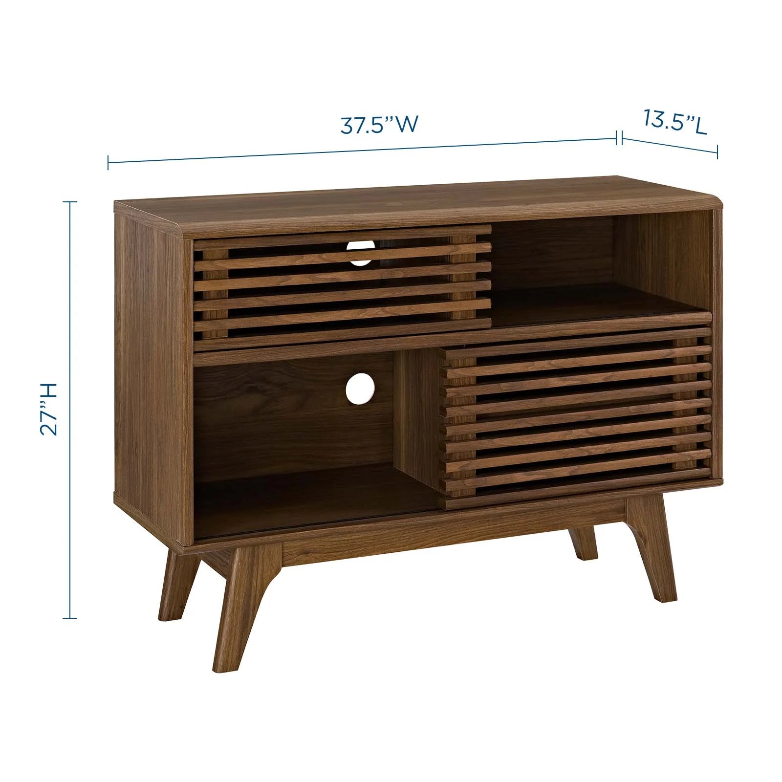 Render Modern Style Particleboard Wood Display Stand in Walnut