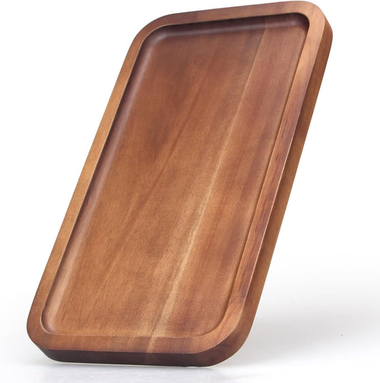 Small Wooden Platters Rectangle Long Charcuterie Boards Acacia Wood Serving Trays Home Decor Cheese Board Cake Appetizer Plates Kitchen Charcuterie Platter for Food Dish Rectangular Dessert Snack Tray