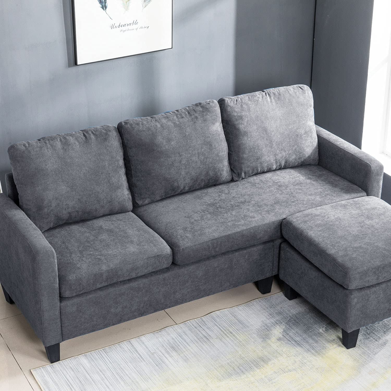 Sofa Sectional Sofa Furniture Set Futon Sofa Modern Convertible L-Shaped Couches Sofa Set Fabric Sofa Corner Sofa with Upholstered Contemporary for Living Room,Grey