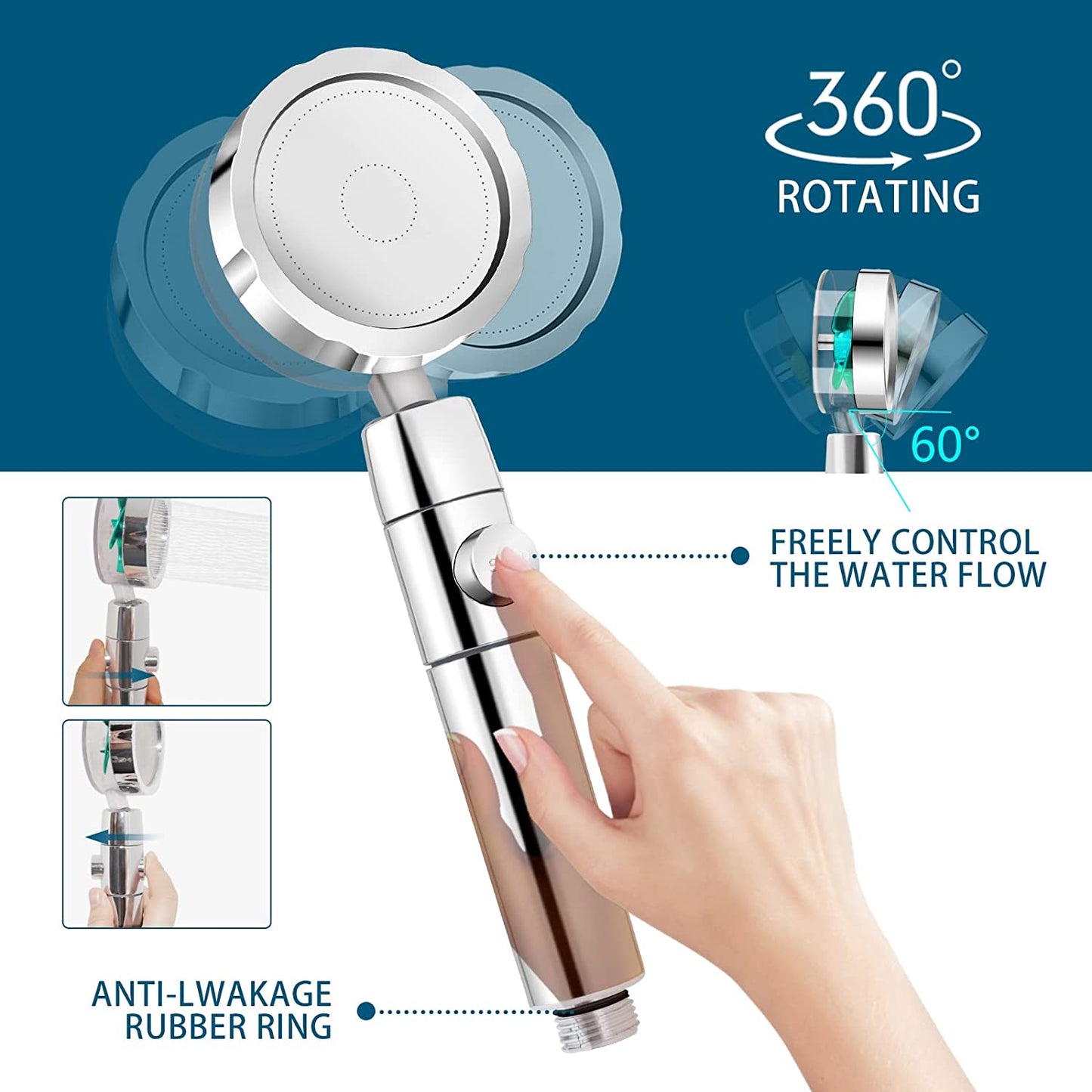 High Pressure Fan Shower Heads (Blue)